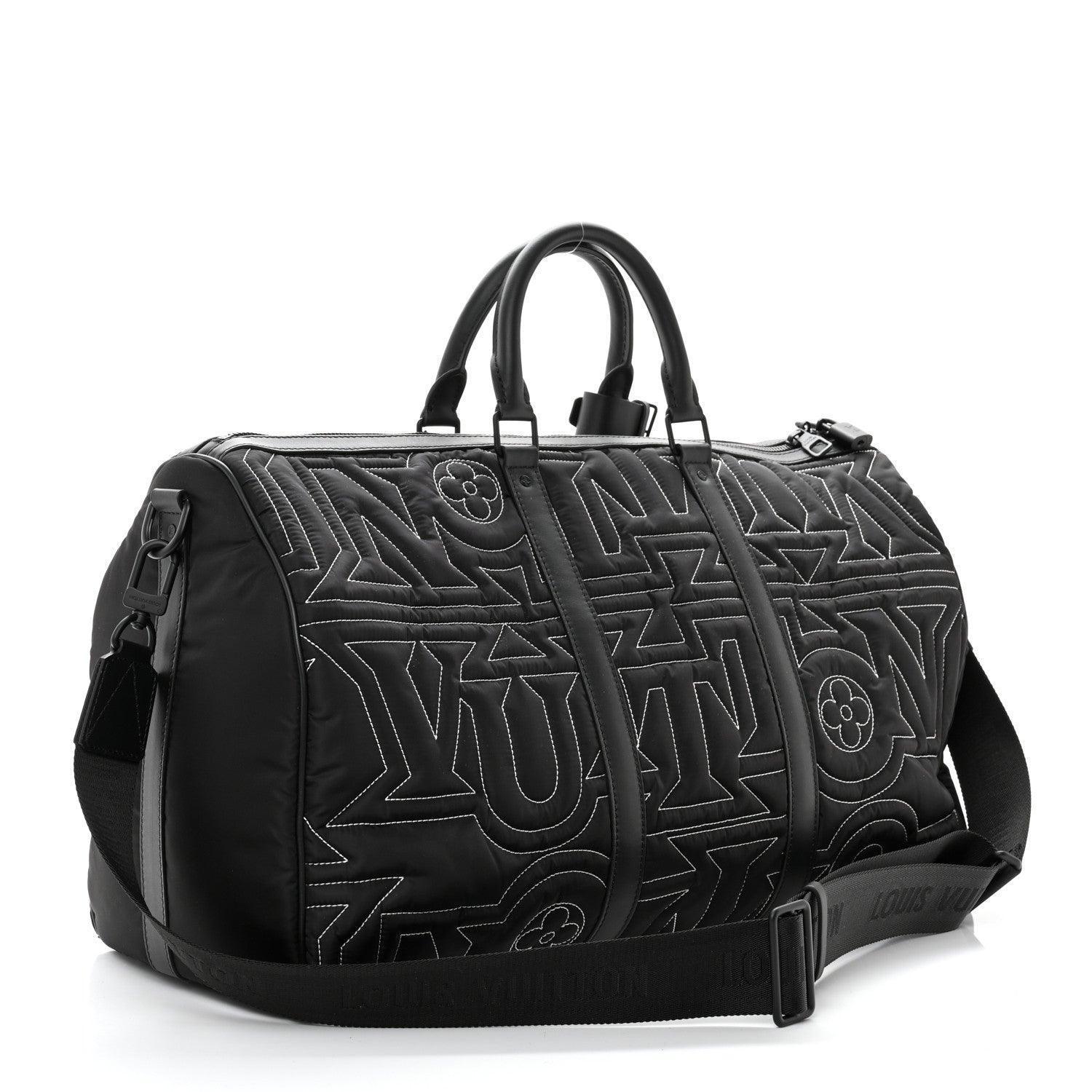 Louis Vuitton Nylon Embroidered Keepall Bandouliere 50 Black