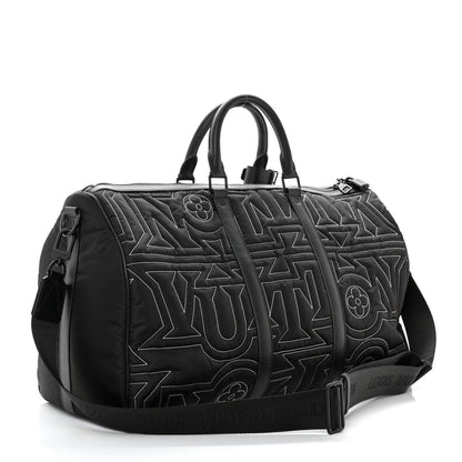 Louis Vuitton Nylon Embroidered Keepall Bandouliere 50 Black
