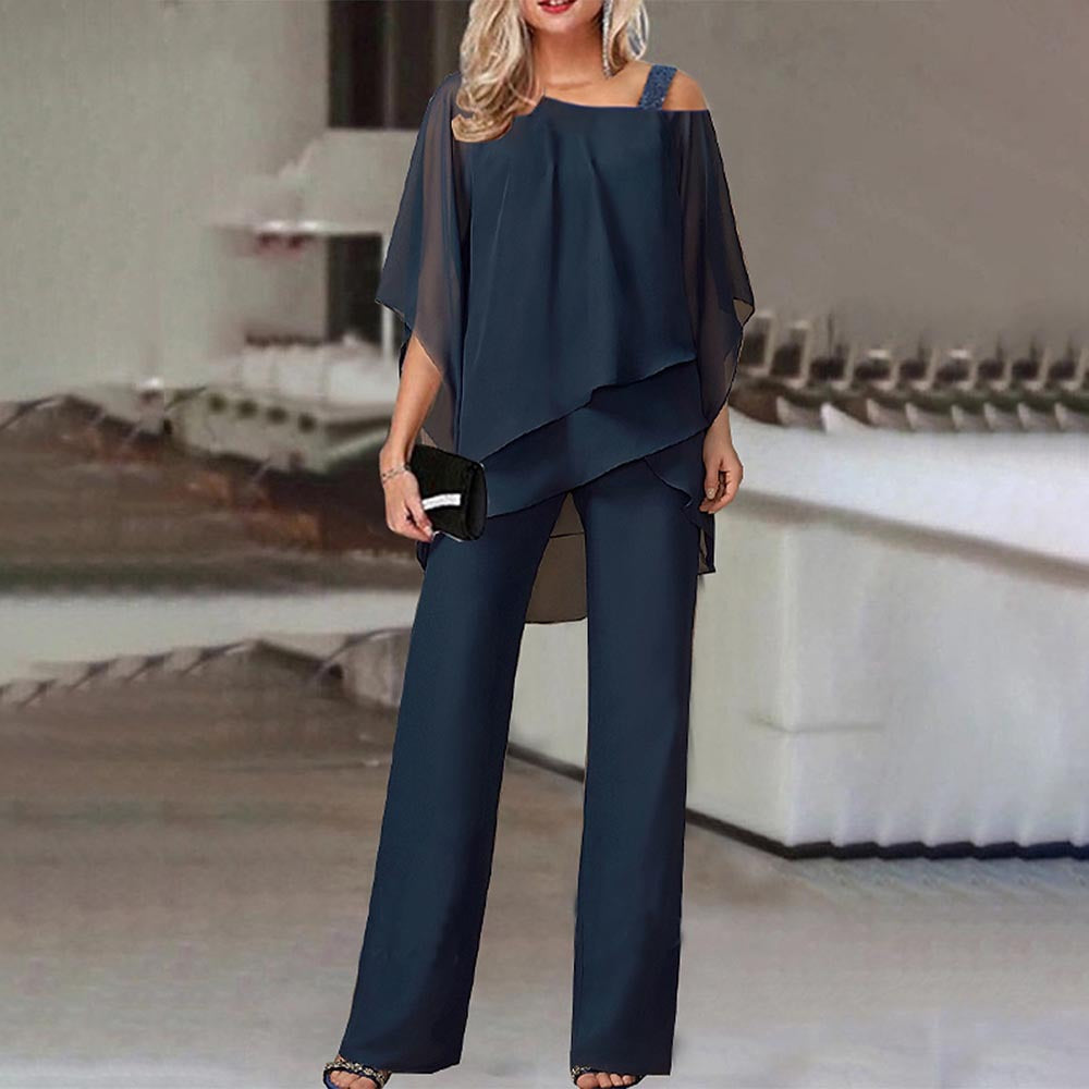Batwing Sleeve Off-Shoulder Top and Long Pants