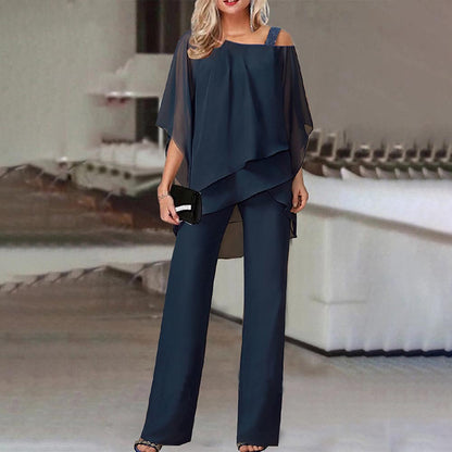 Batwing Sleeve Off-Shoulder Top and Long Pants