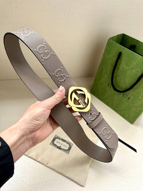 GUCCI Embellished coated-canvas and leather belt &