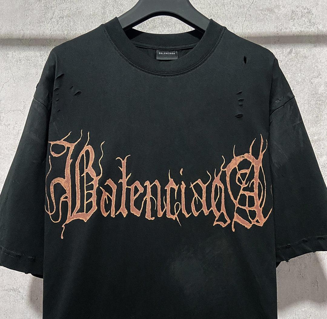 Balenciaga Faded Black T-Shirt Without Collar