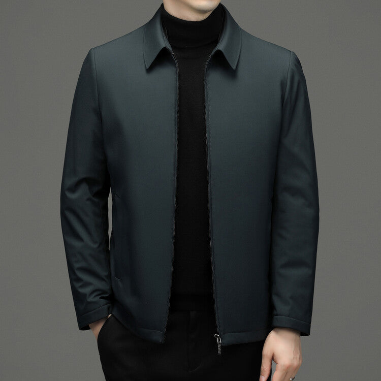 Mens Winter Down Jacket Thickened Warm Solid Color Casual Coat