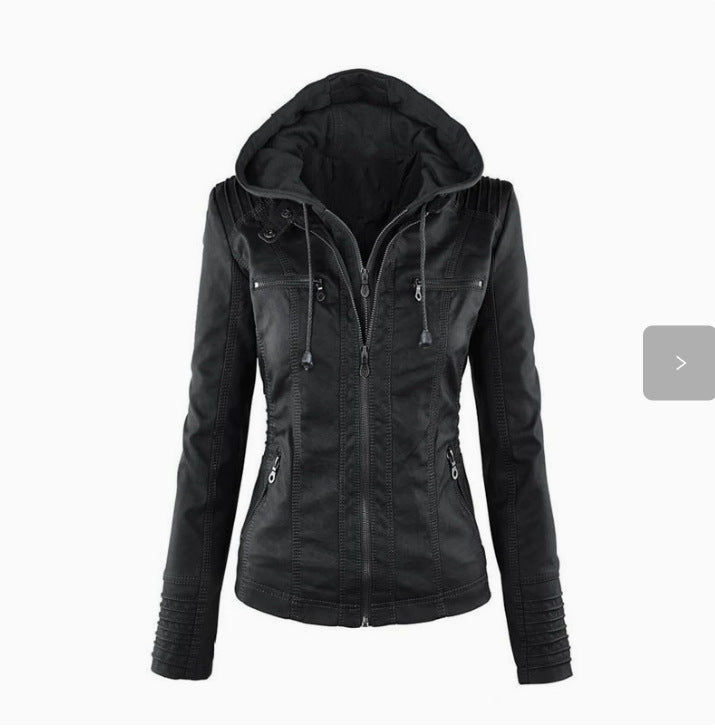 Womens PU Leather Motorcycle Jacket