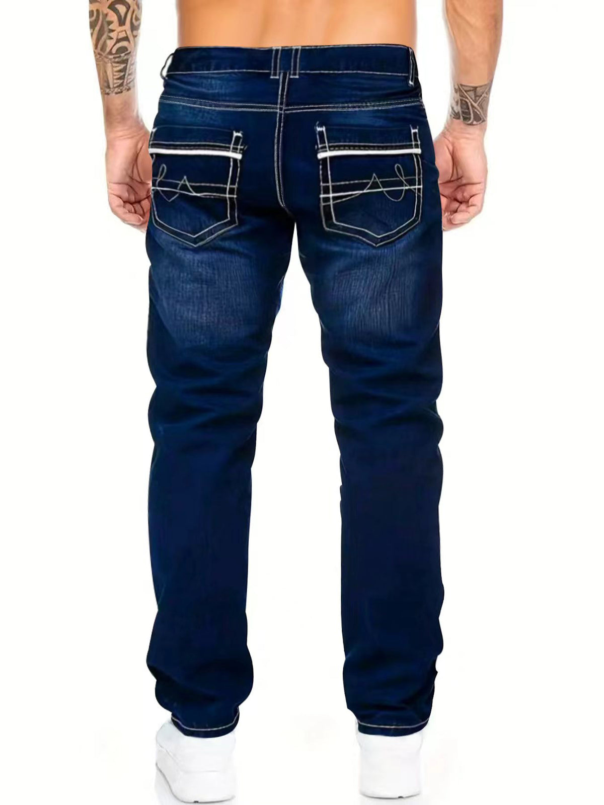 Mens Slim-Fit Double-Stitched Jeans