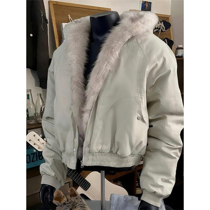 Cleanfit Zuo Shan Diao Fur Collar Hooded Jacket Cotton Coat for Men, Winter Thickened Warm American Short Cotton Jacket