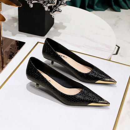 Retro Metal Toe Slim Heel Women Party Shoes