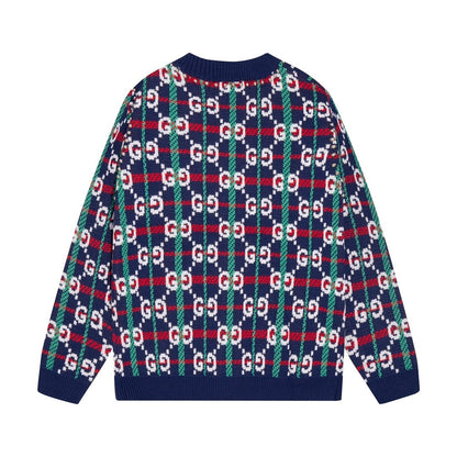 GUCCI Gg-monogram Knitted Cardigan In Blue