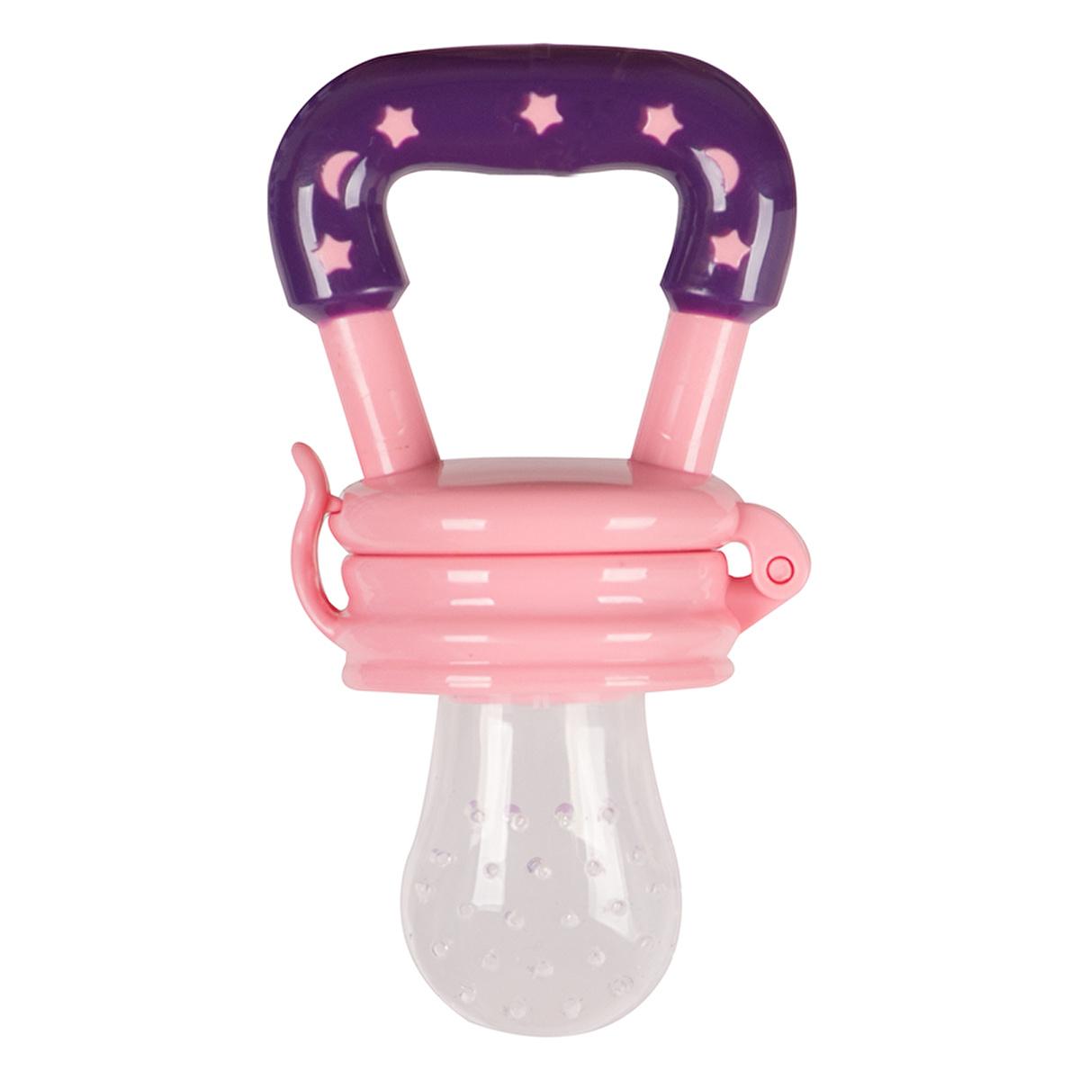 Sevi Bebe Silicone Baby Fruit Feeder &amp; Teether: Safe Introduction to Fruit, Soothes Teething Pain - Pink, EN14372 Compliant