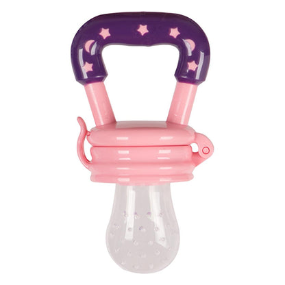 Sevi Bebe Silicone Baby Fruit Feeder &amp; Teether: Safe Introduction to Fruit, Soothes Teething Pain - Pink, EN14372 Compliant