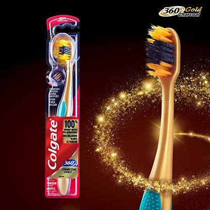 Colgate 360 Gold Manual Toothbrush - Effective Oral Hygiene with Antimicrobial Bristles