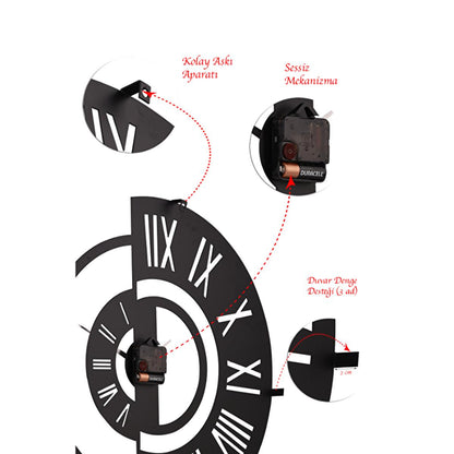 Muyika 50cm Metal Silent Wall Clock - Modern Large Wall Decor for Indoor Spaces