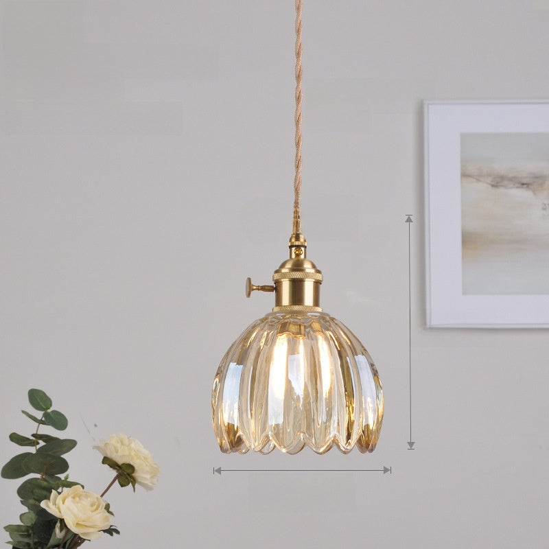 Brass Glass Chandelier Nordic Retro Homestay Bar Restaurant Bedside Lamp