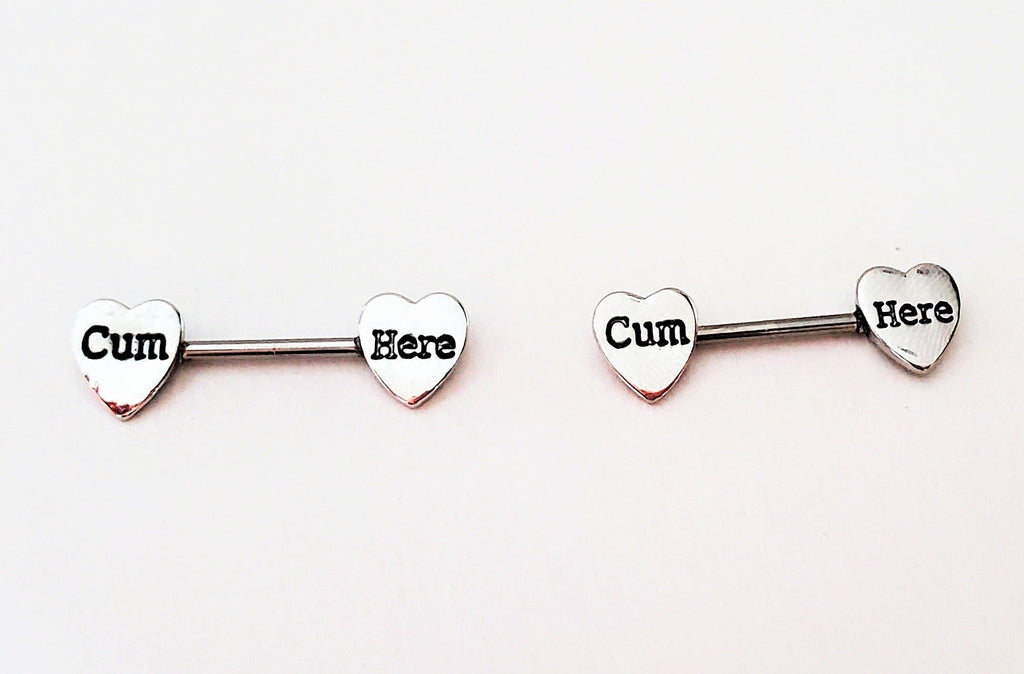 Premium Stainless Steel 14G Nipple Barbells With Heart Design Pair