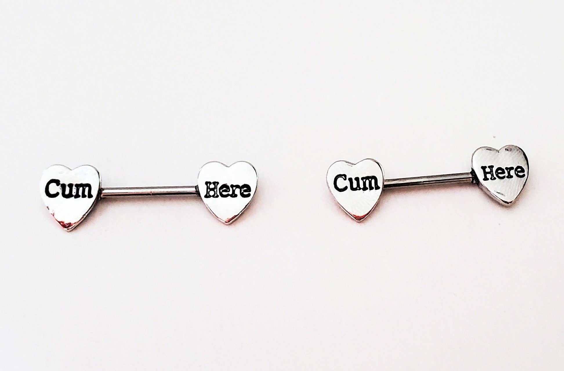 Premium Stainless Steel 14G Nipple Barbells With Heart Design Pair