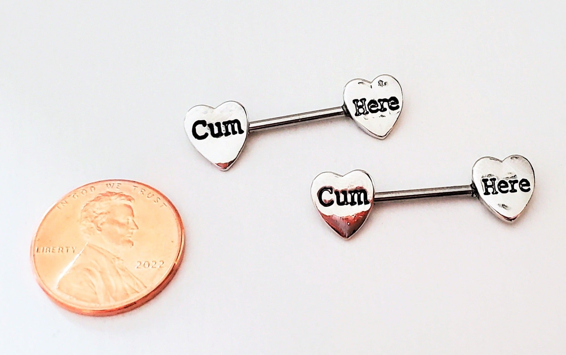 Premium Stainless Steel 14G Nipple Barbells With Heart Design Pair