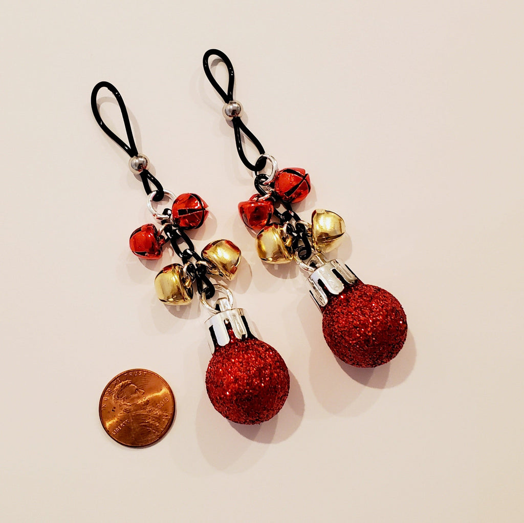 Red Christmas Jingle Bell Non Piercing Nipple Noose Jewelry