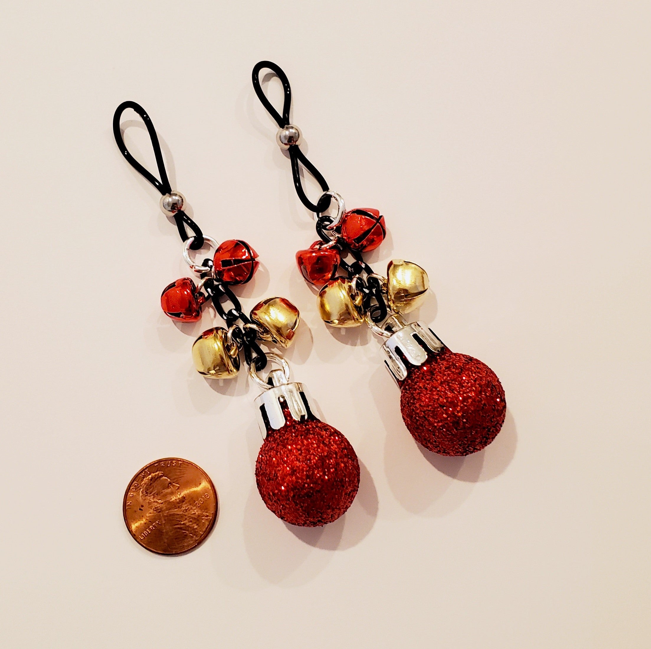 Red Christmas Jingle Bell Non Piercing Nipple Noose Jewelry