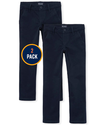 The Childrens Place Girls Uniform Stretch Skinny Chino Pants 2-Pack, Size 10