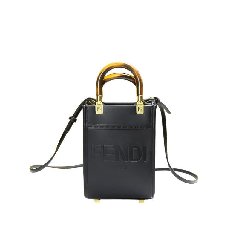Fendi  Vitello King Plexiglass Logo Embossed Mini Fendi Sunshine Shopper Tote
