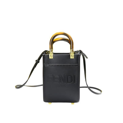 Fendi  Vitello King Plexiglass Logo Embossed Mini Fendi Sunshine Shopper Tote