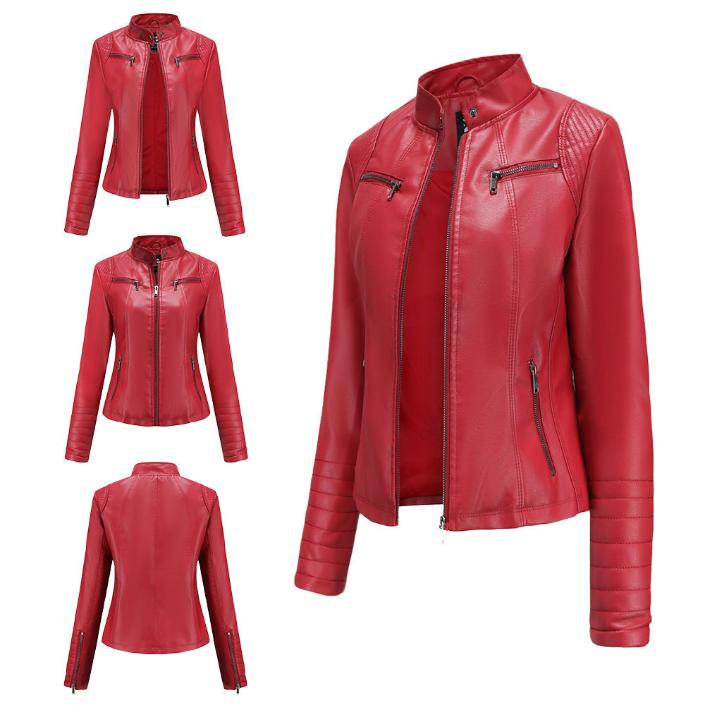 Neue Damen Lederbekleidung Frauen Frühling Herbst Dünne Motorradbekleidung Große Lederjacke Kurze Elegante Damenjacke