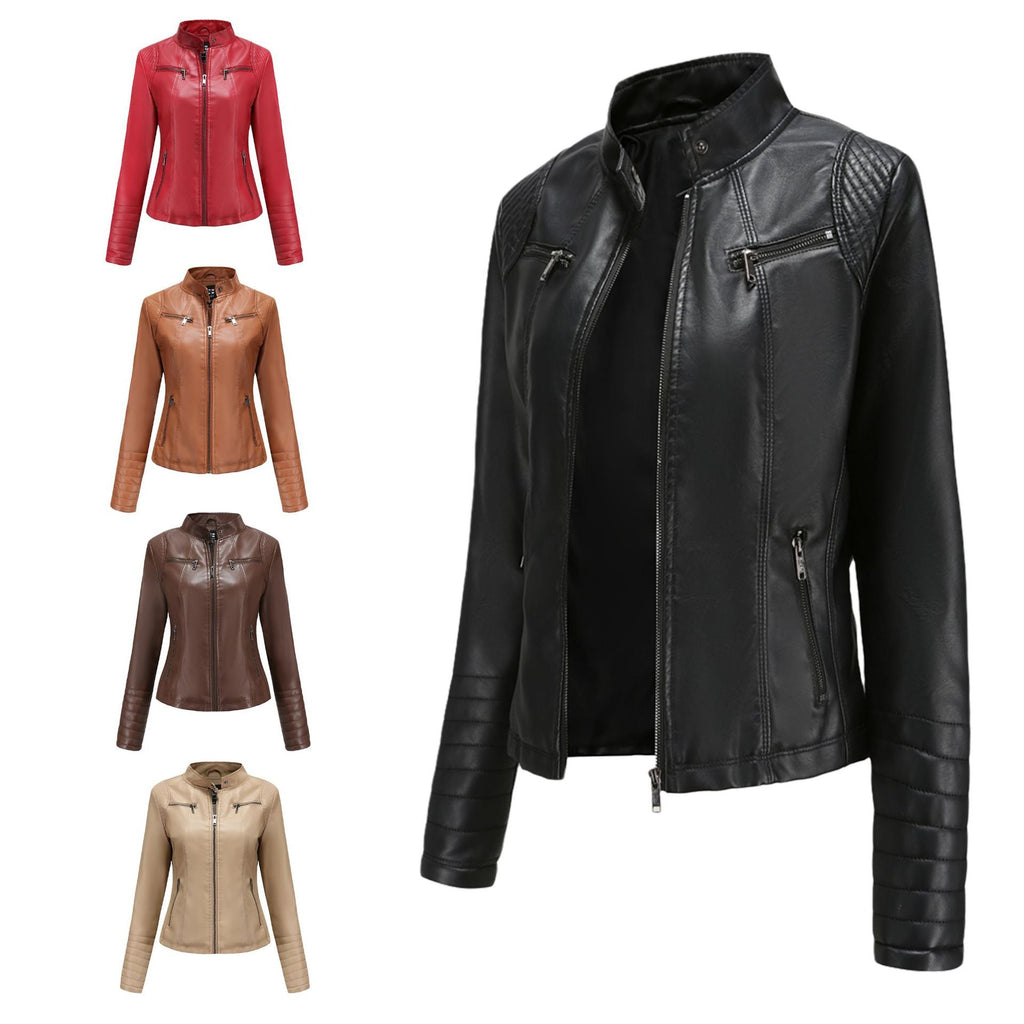 Neue Damen Lederbekleidung Frauen Frühling Herbst Dünne Motorradbekleidung Große Lederjacke Kurze Elegante Damenjacke