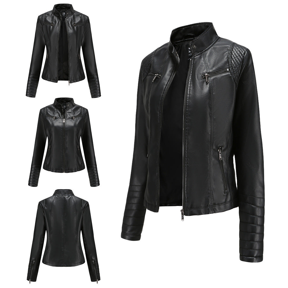 Neue Damen Lederbekleidung Frauen Frühling Herbst Dünne Motorradbekleidung Große Lederjacke Kurze Elegante Damenjacke