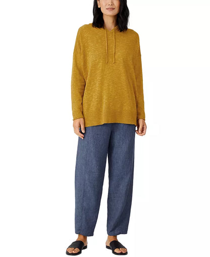 Eileen Fisher Organic Cotton Linen Slub Hooded Top in, Size Small