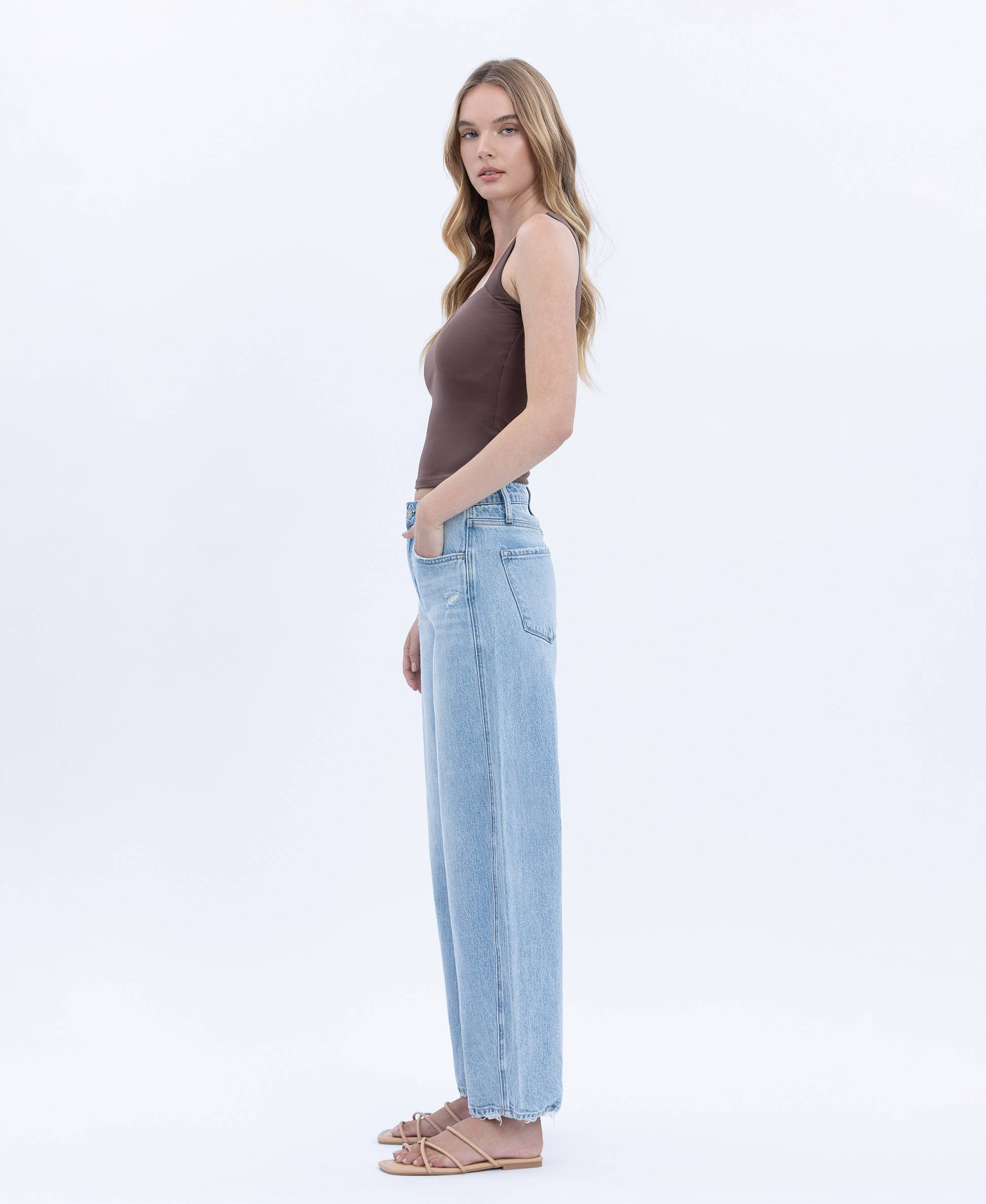 Brylee High Rise Crop Barrel Jean