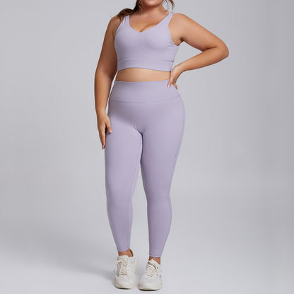 Womens Plus Size High Elastic Yoga Fitness Suit