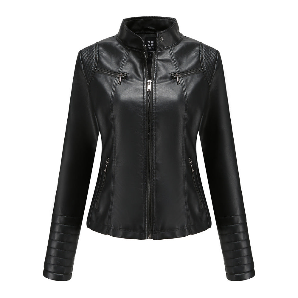 Neue Damen Lederbekleidung Frauen Frühling Herbst Dünne Motorradbekleidung Große Lederjacke Kurze Elegante Damenjacke