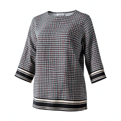 NY Collection Printed Tunic 3/4 Sleeve , Size Petite Medium Bicolor