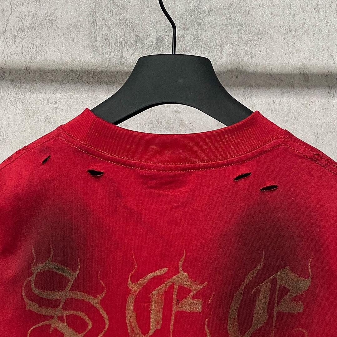 Balenciaga Red T-Shirt Without Collar