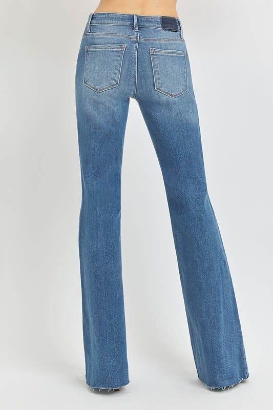 Mila Mid Rise Flare Raw Cut Hem Jeans