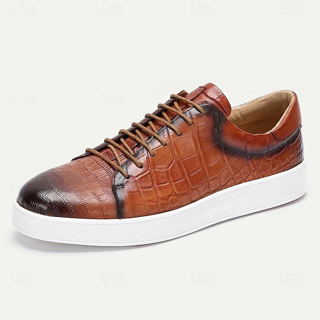 Mens Leather Lace-Up Casual Shoes