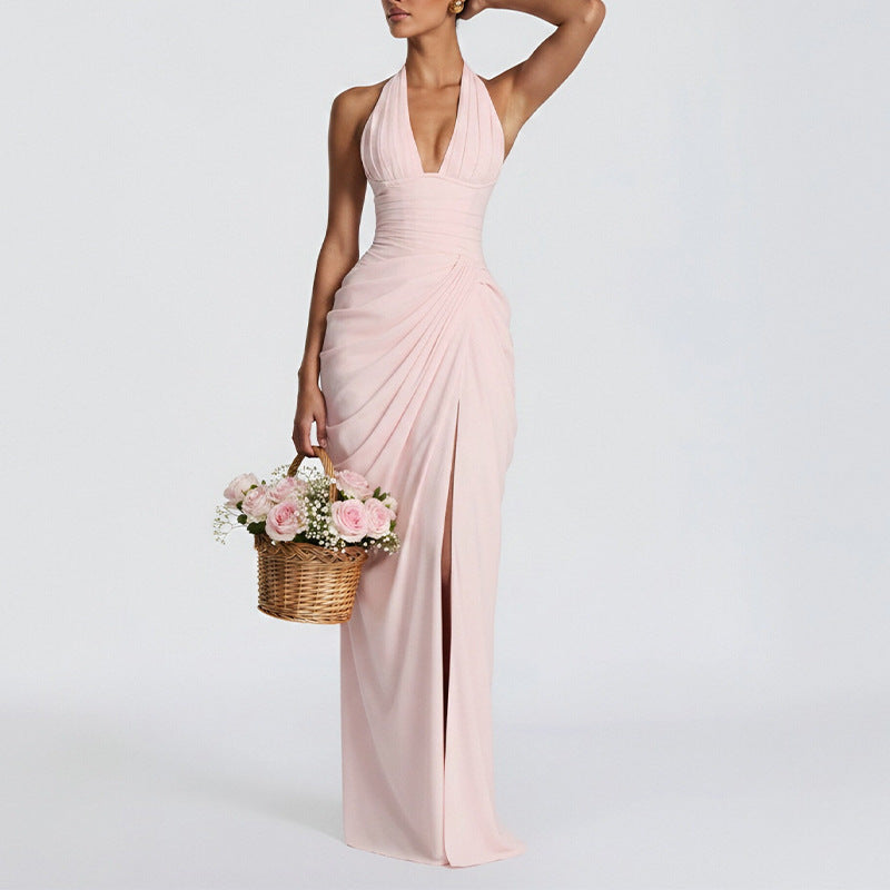 Elegant Halter Neck Evening Gown
