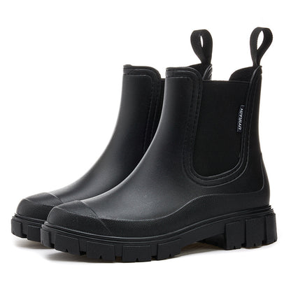 Women Waterproof Mid-Calf PVC Rain Boots with Non-Slip Sole