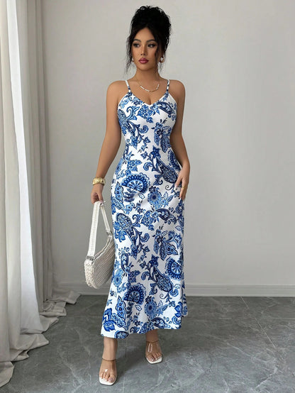 Floral V-Neck Strappy Slip Dress