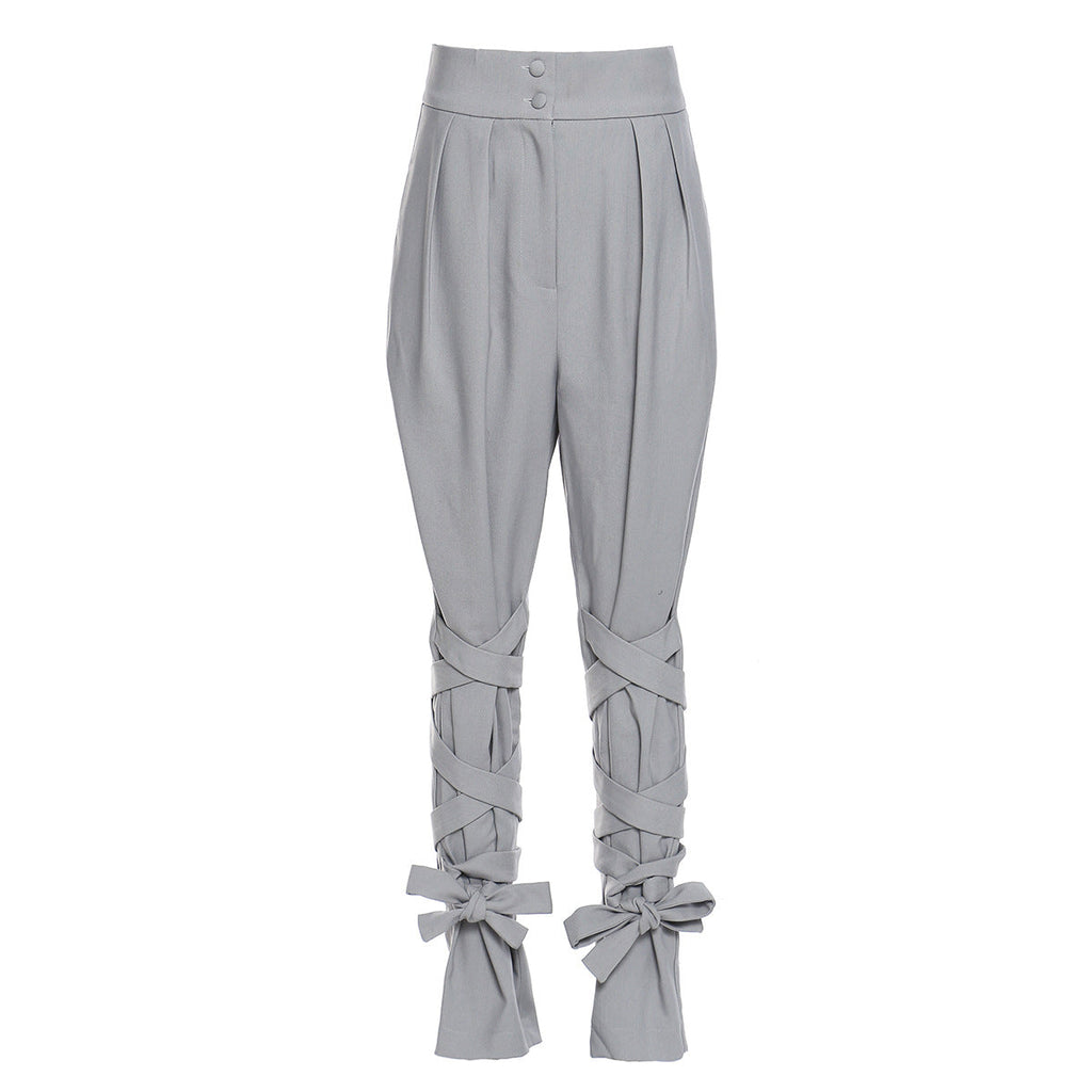 Winter Baggy Pants Einzigartige Kreuzschnürung Damen Loose Slimming All Matching Straight Casual Pants