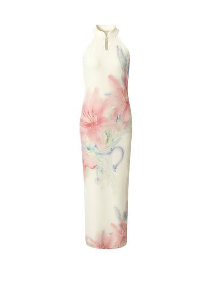Gradient Lily Floral Cheongsam Dress