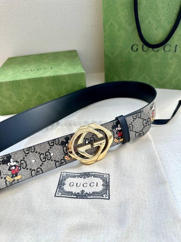 GUCCI x Mickey Mouse Embellished coated-canvas and leather belt &