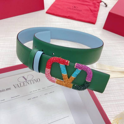 VALENTINO GARAVANI V logo Rainbow Reversible Leather Belt &
