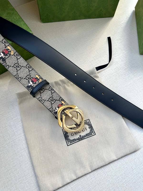 GUCCI x Mickey Mouse Embellished coated-canvas and leather belt &