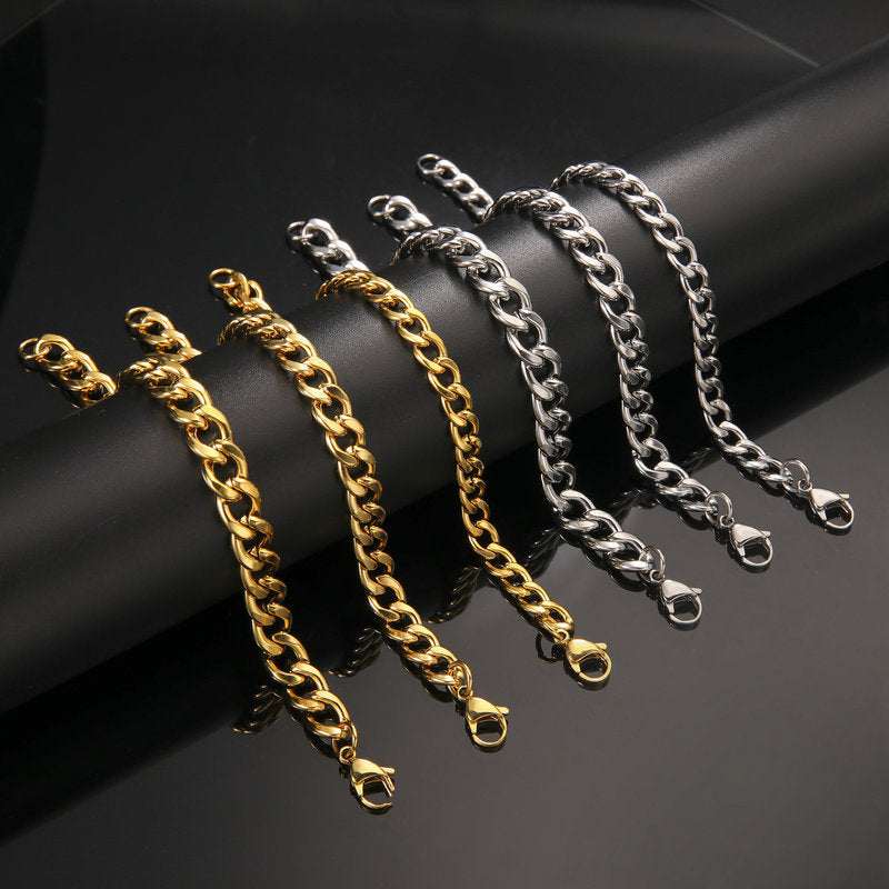 Cuban Chain Bracelet Stainless Steel Geometric Link Jewelry