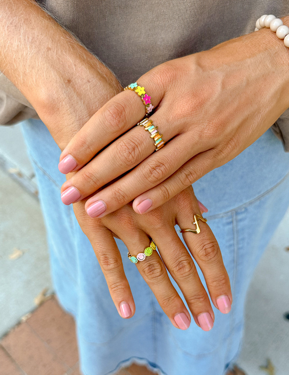 Staggered Enamel Ring