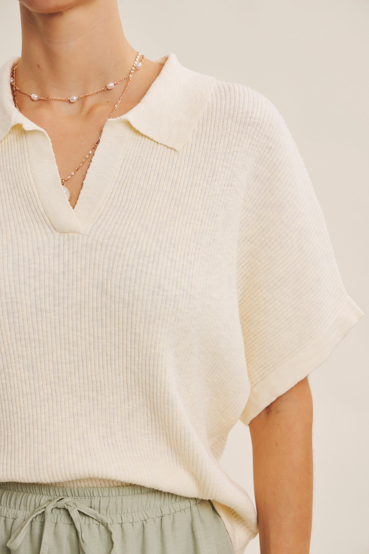 Morning Market Slub Rib Dolman Sleve Knit Top