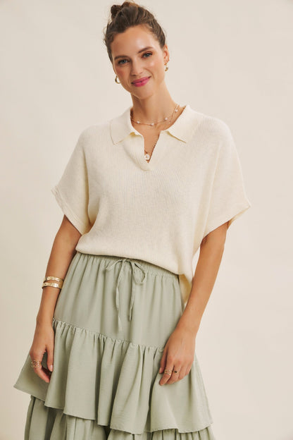 Morning Market Slub Rib Dolman Sleve Knit Top