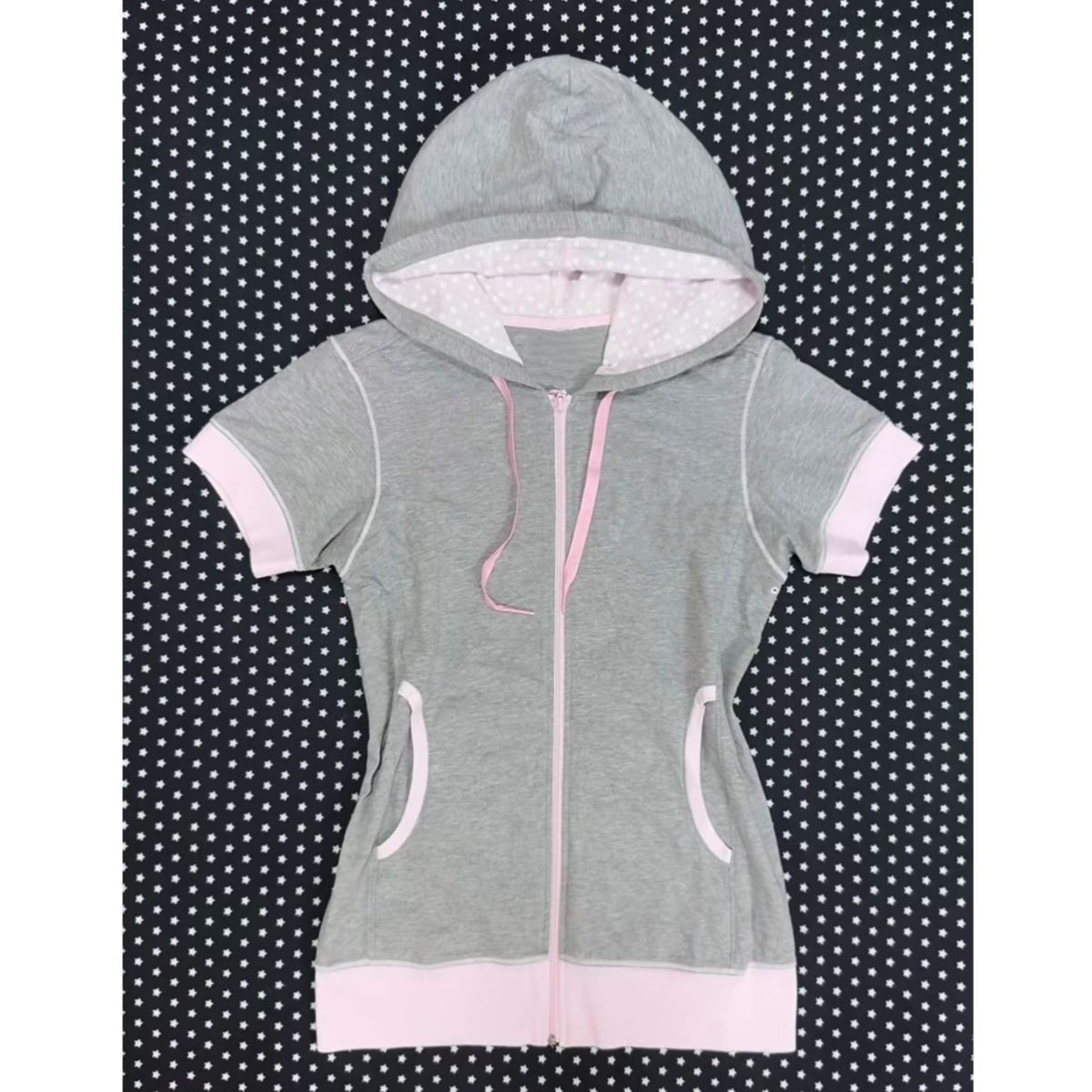 Womens Polka Dot Hooded Cardigan