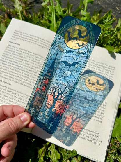 Gothic Graveyard Bookmark - Spooky Dark Academia Book Accessory, Haunted Cemetery Art, Horror Gift for Book Lovers, Halloween Aesthetic